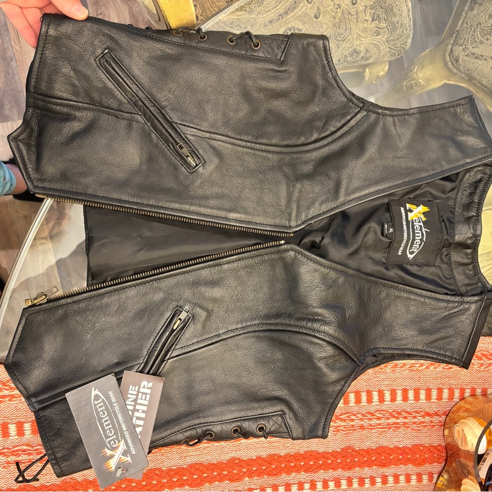 Xelement Black Leather Vest